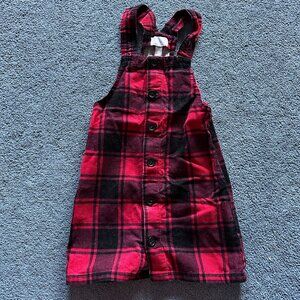 Children's Place Toddler Girl's Black & Red Plaid Button Up Dress Size 5